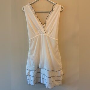 White Midi Dress with Contrast Trim - sz Lg